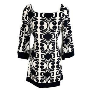 Miss Me Collection black cream geo print dress X13